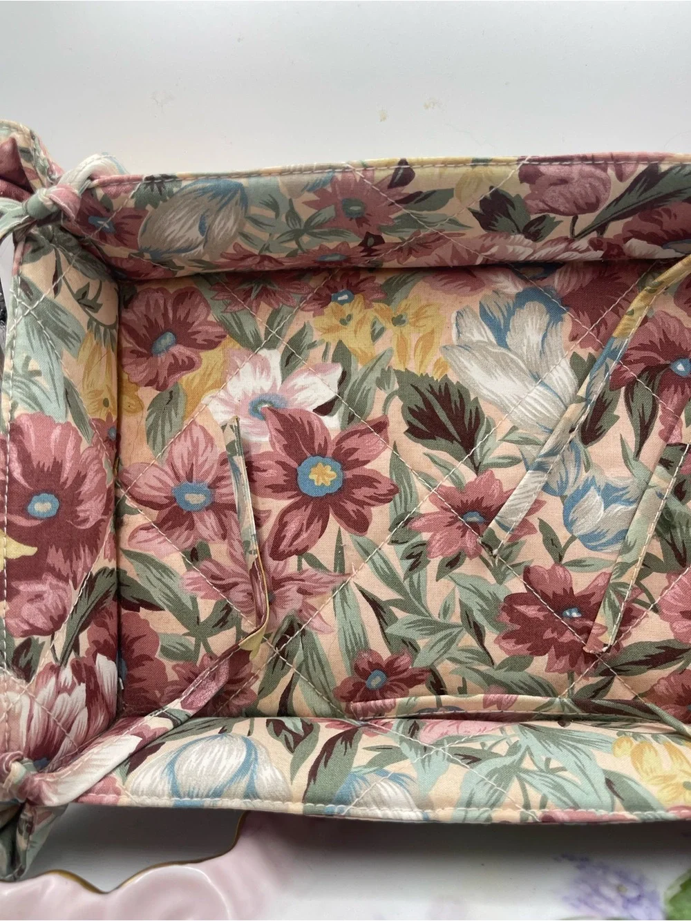 Floral Fabric Tray‎ - Mauve, Pink, Cream